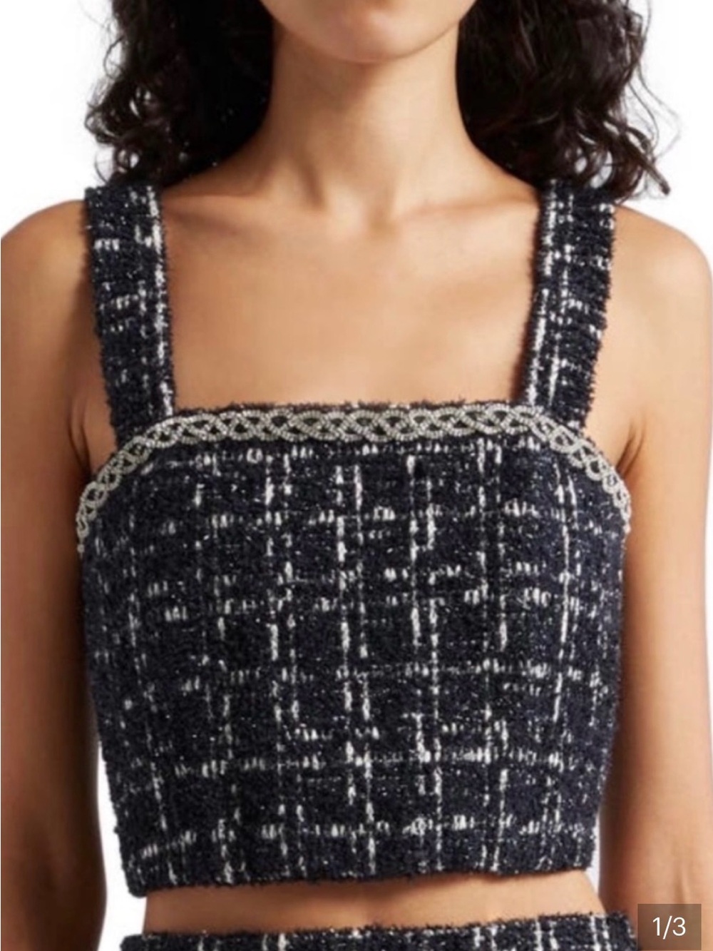 Alice + Olivia Ceresi Embellished Tweed Crop Top — Size 4 - NWT